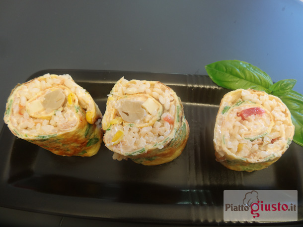 Rotolini di frittata alla rucola