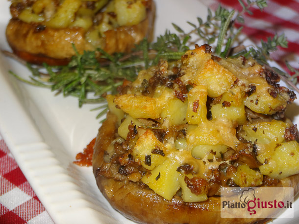 Funghi ripieni di patate gratinati